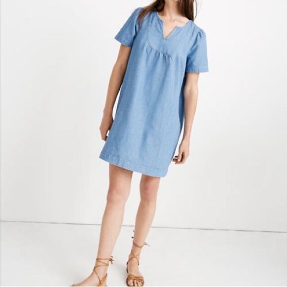 Madewell‎ Popover Swing Dress in Newsom Wash Size Small - Picture 1 of 5
